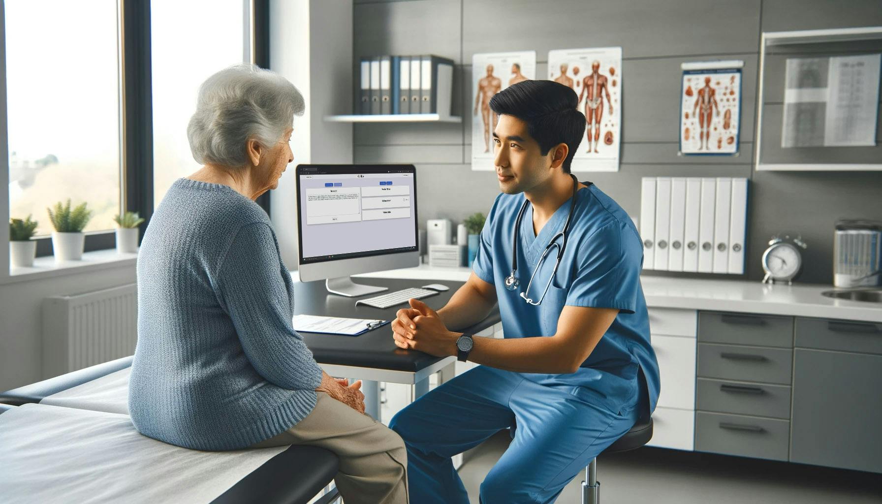 An illustration of a doctor talking to a patient